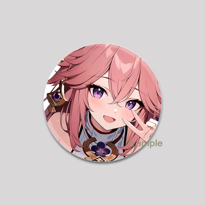 58/32mm Anime Character Diona Lisa HuTao Venti YaeMiko Zhongli Brooches Cosplay Badge for Collar Backpack Decoration Enamel Pins