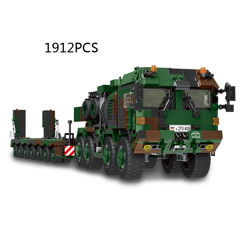 

WW2 Military German Army Building Bricks King Tiger Battle Tank Transport Truck Vehicle Block HX-81 SLT Mammut Constructor Gifts