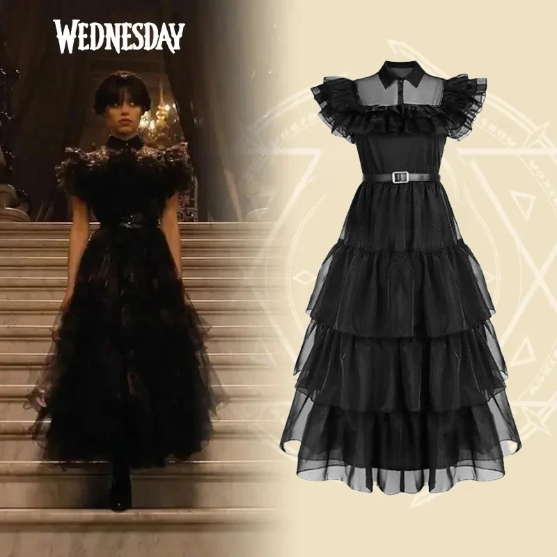 Платье для косплея средней длины девочек костюмы по мотивам фильма среду черные