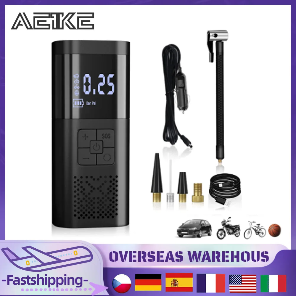 

Electric Tyre Inflator Pump With LED Lamp For Motorcycle Bicycle Tire Portable Inflatable Pum with Digital LCD Display