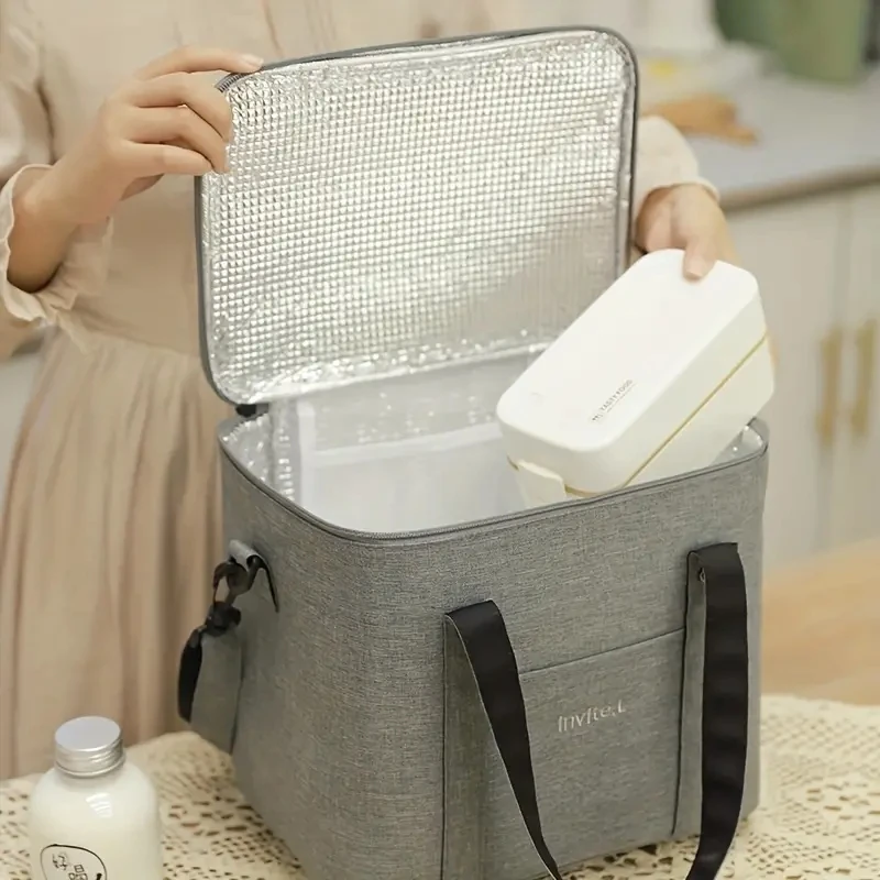 

Large Capacity Lunch Bag Portable Insulated Box Oxford Students Meals Thick Aluminum Foil Waterproof Outdoor Picnic Container