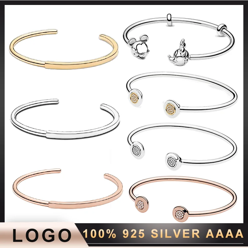S7 2021 100% Sterling Silver Charm Open Bracelet Collection fit DIY Original Pandora Bracelet Jewelry Gifts