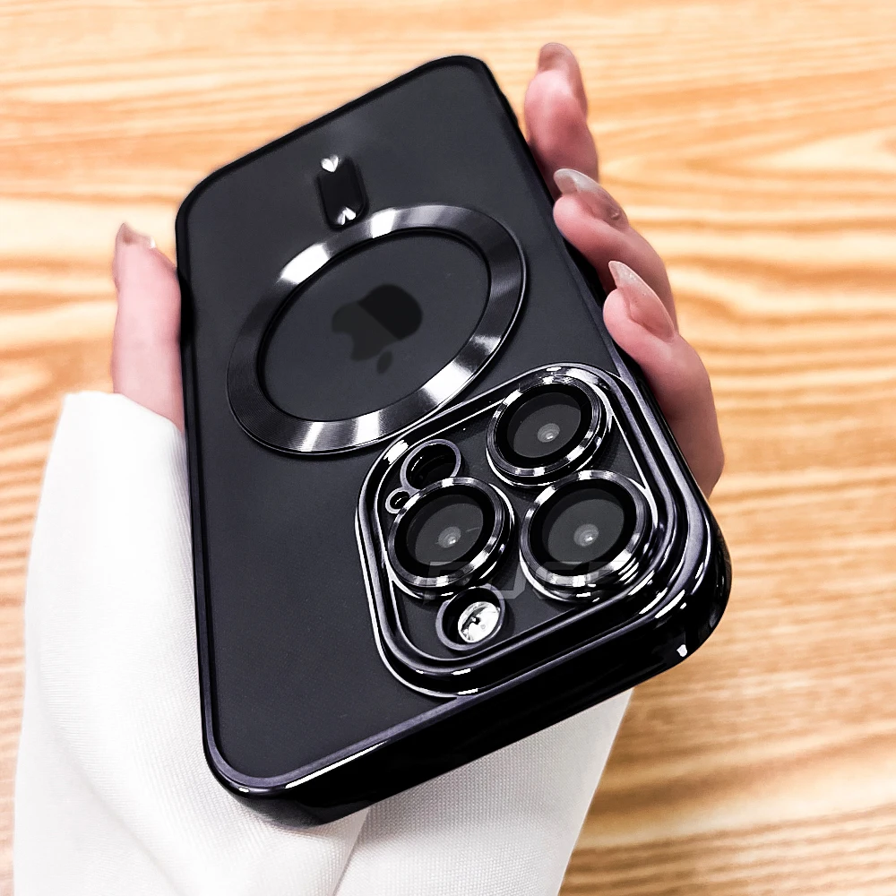 

Luxury Plating Transparent Magnetic For Magsafe Wireless Charging Case For iPhone 14 Plus 13 12 11 Pro Max Soft Silicone Cover