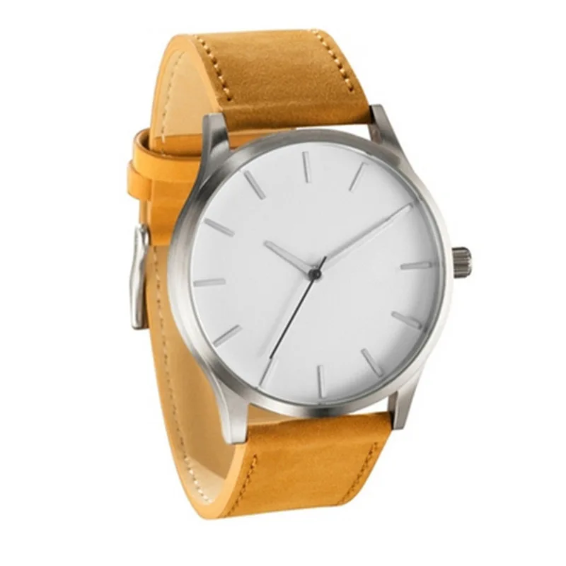 

NEW Luxury Brand Mens Watches Sport Watch Men's Clock Nubuck Leather Quartz Wrist Watch Simple Casual Fashion Large Dial