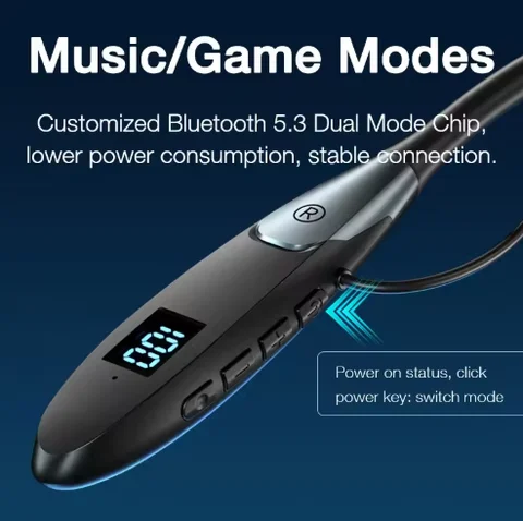 dcoud Беспроводные водонепроницаемые шейные наушники с дисплеем