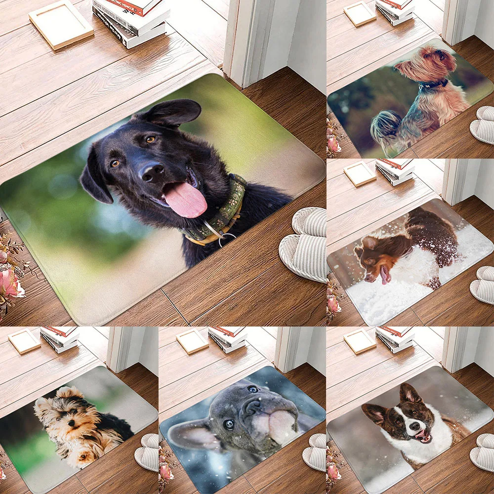 

Customizable Outdoor Kitchen Living Room Floor Mat Rug Cute Shepherd Dog Pattern Non-slip Suede Rug