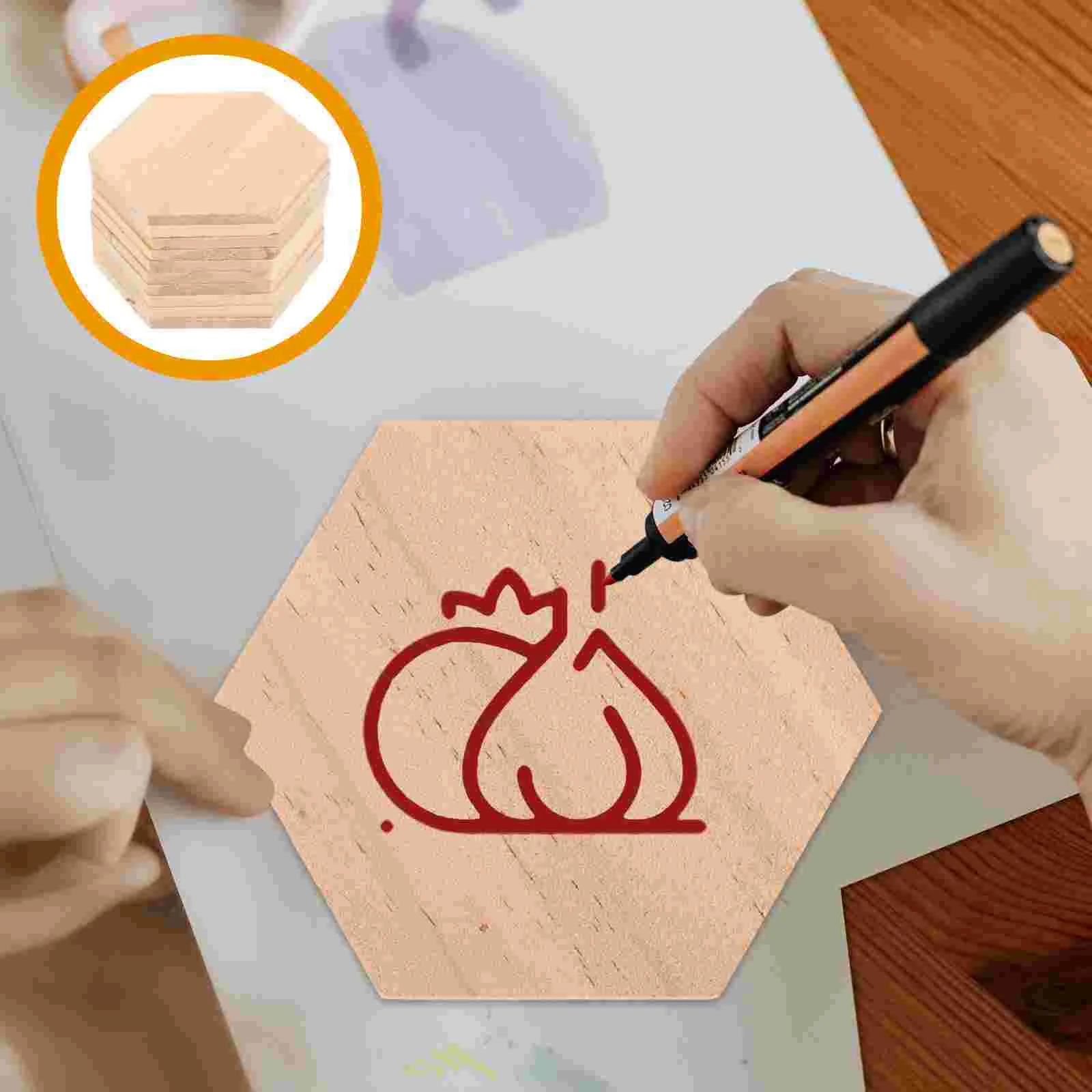 25 шт./упак. деревянные шестигранные ломтики пустые именные бирки без отверстия