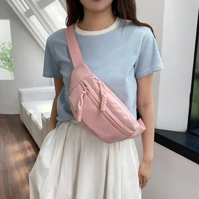 

Leisure Sports Women Waist Bag Street Style Belt Bags Ladies Canvas Crossbody Bag Unisex Waterproof Chest Bag Hiking Bag Handbag