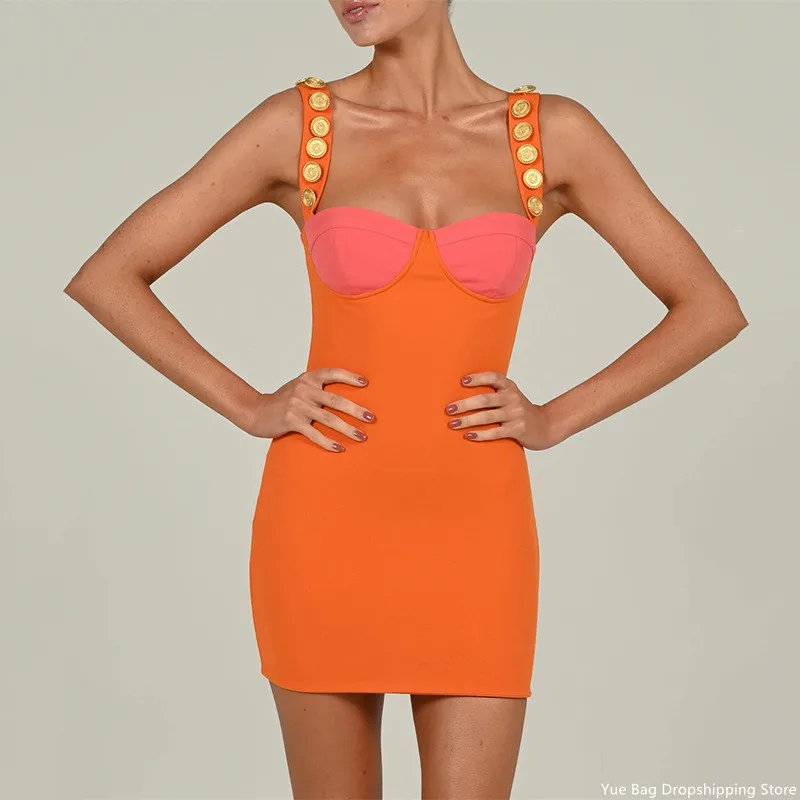 

Элегантное сексуальное оранжевое облегающее мини-платье без бретелек, женское длинное платье без рукавов с открытой спиной, облегающее повседневное вечерние ничное пляжное платье, платья 2 #1