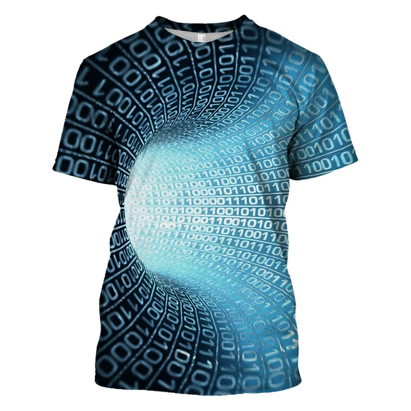 Men'S Summer Short Sleeved T-Shirt 3d Tunnel Illusion Pattern Printed T-Shirt