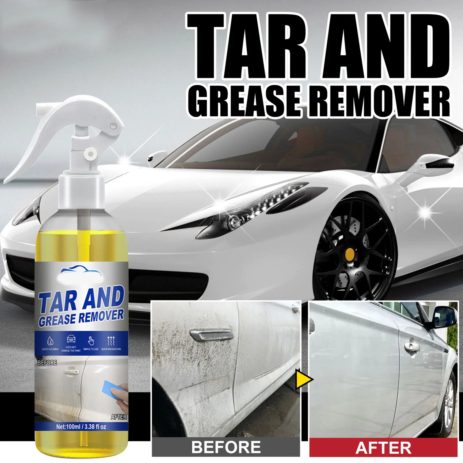 

100ml Car Glass Paint Grease Remover Cleaner Spary Car Glass Coating Hydrophobic Oil Film Cleaning Spray Car Cleaning Products