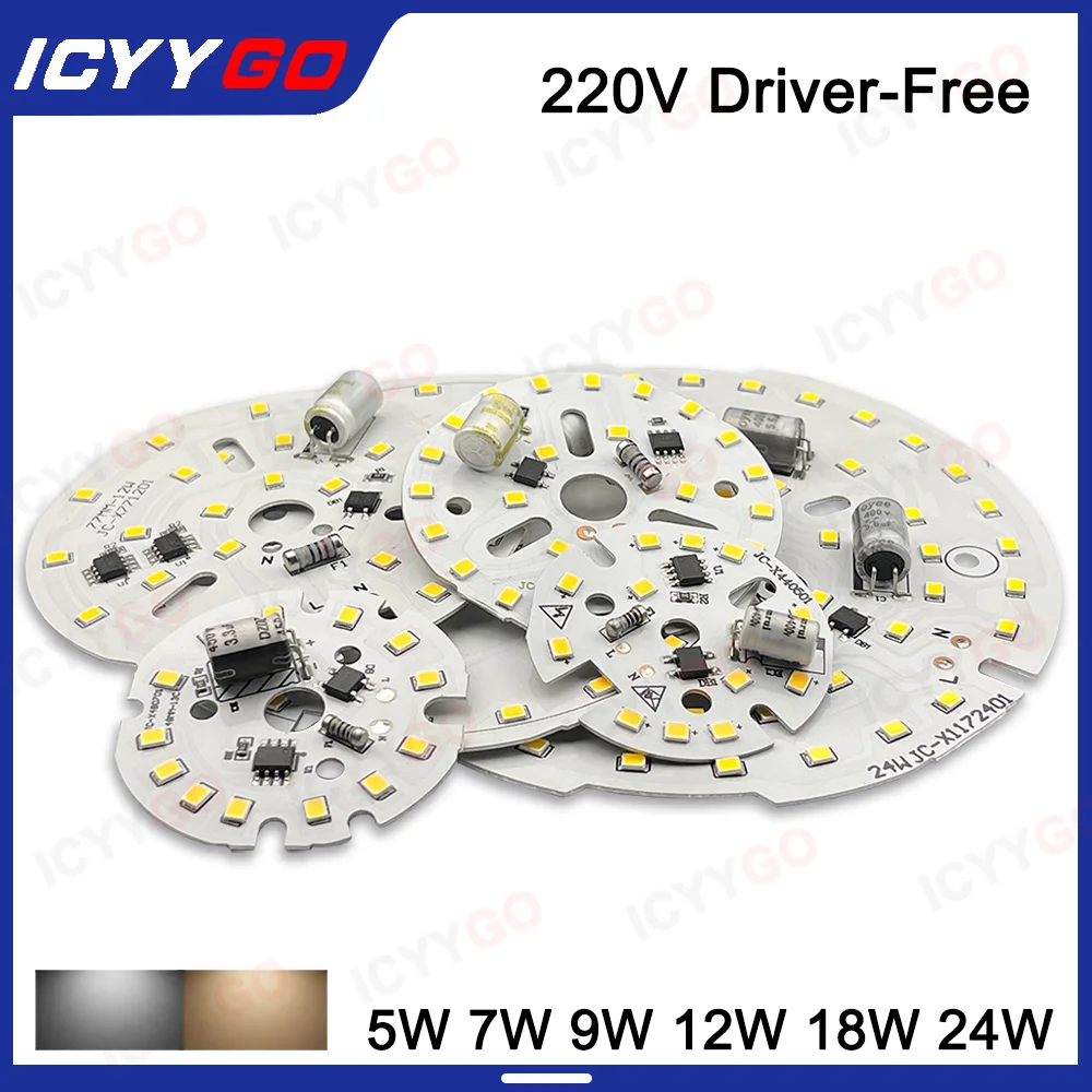 Светодиодный светильник SMD 5 Вт 7 9 12 15 18 24 светодиодный лампа 2835 DOB AC220V потолочный