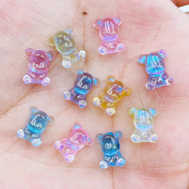 

100 Pcs New Cute Mini Kawaii Mixed Color Bear Resin Figurine Crafts Flatback Cabochon Ornament Jewelry Making Parts K44