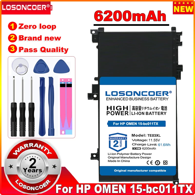 Аккумулятор TE03XL 6200 мАч для ноутбука HP OMEN 15-bc011TX 15-bc012TX AX017TX 15-bc013TX 15-AX015TX TPN-Q173 849910-850