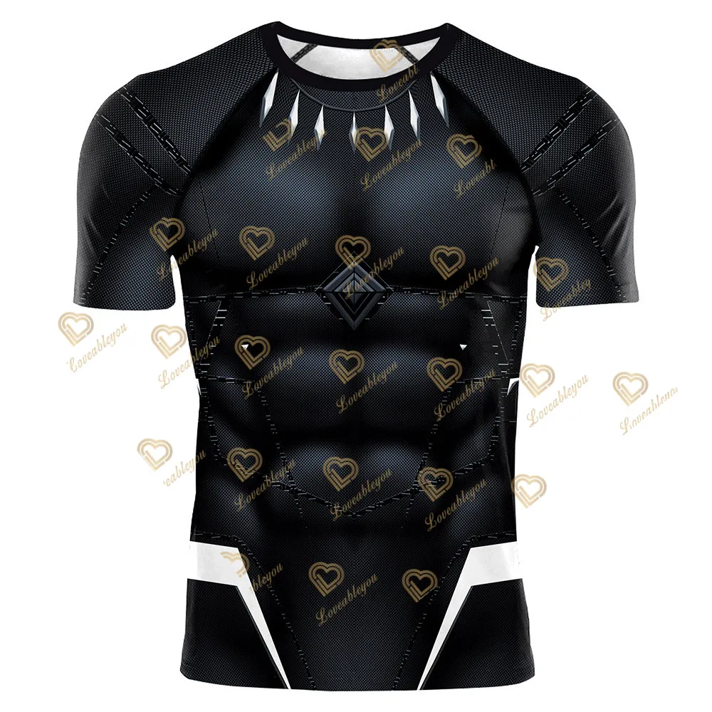 

The Avengers Black Panther 3D Print Men's Fitness T-Shirt O-Neck Short Sleeve Casual Compression Male T Shirt Top Men Clothing