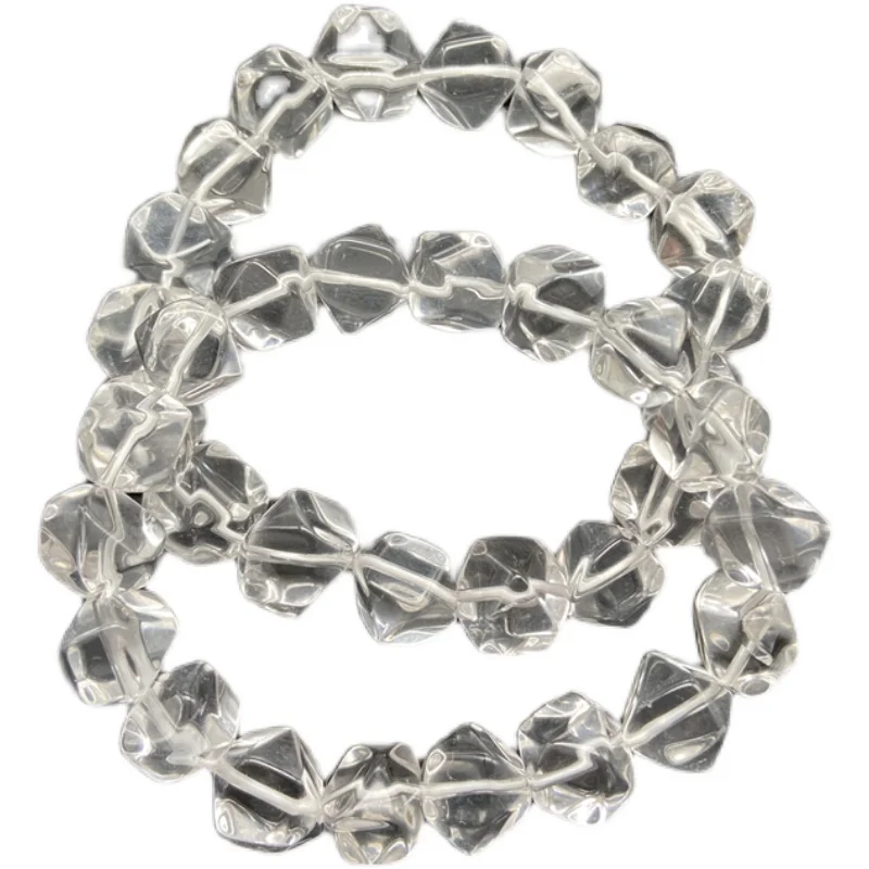 

white crystal 8-10mm bracelet 7.5inch FPPJ nature beads