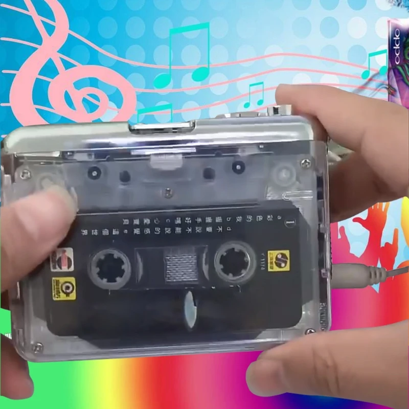 

50PA Transparent Cassette Player Portable MP3 Cassette to MP3 Type-c Tape Player Support Windows XP, Vista, Windows 7