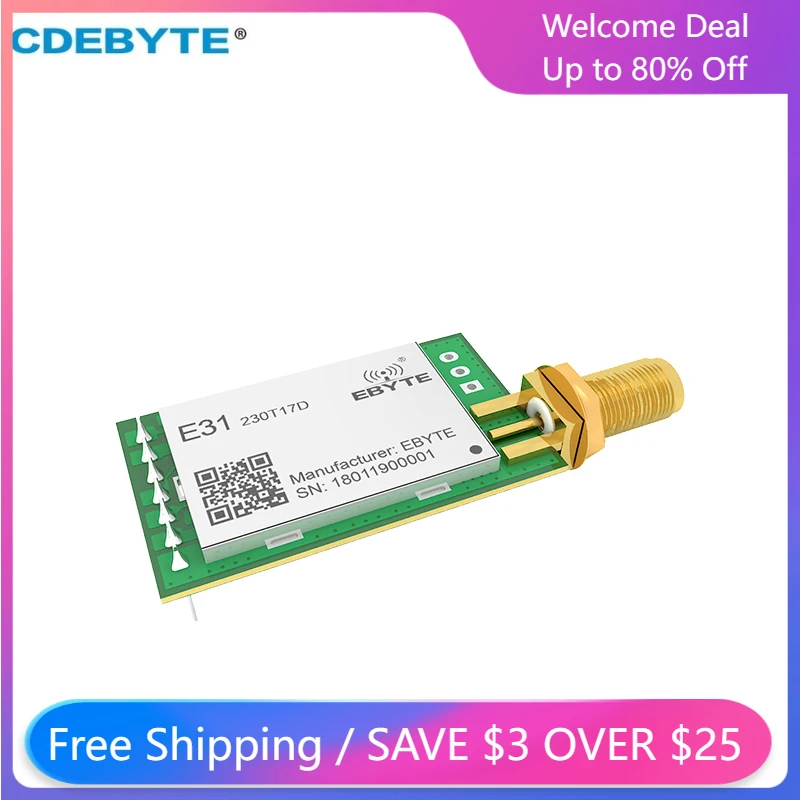 

AX5243 Narrow-band Transmission Module 230MHz 17dBm 2.0km UART RF Module Wireless Transceiver Anti-interferen E31-230T17D