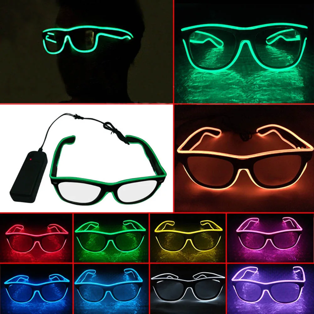 

EL Wire LED Glasses Special Shutter Light Up Monochrome EL Wire Glow Shades Eye-wear Glasses W/Driver for Rave Party Christmas