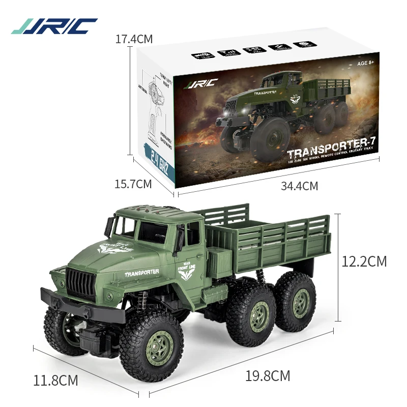 Фото JJRC Q68 Q69 1/18 2,4G 4WD матовый двигатель желто-зеленый Радиоуправляемый внедорожник военный грузовик модель RTR детские игрушки для мальчиков №5