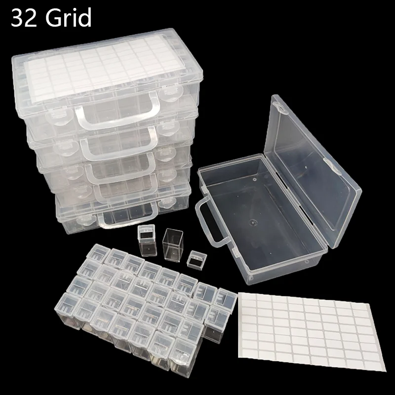 Инструменты для алмазной живописи пластиковый ящик хранения 28 и 32 ячеек