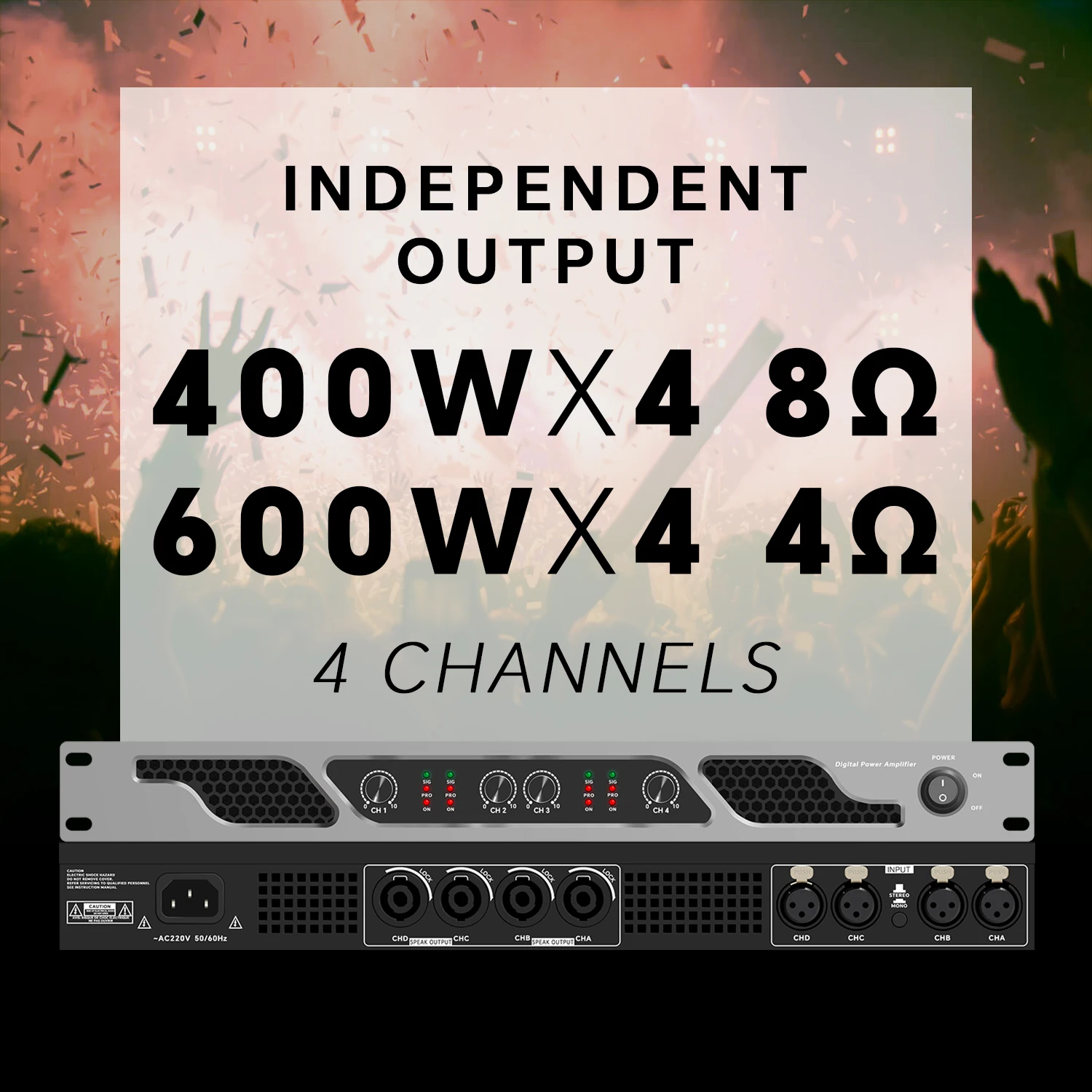 Усилитель мощности GAP-D5800 профессиональный 800W * 4-in-4 Omega