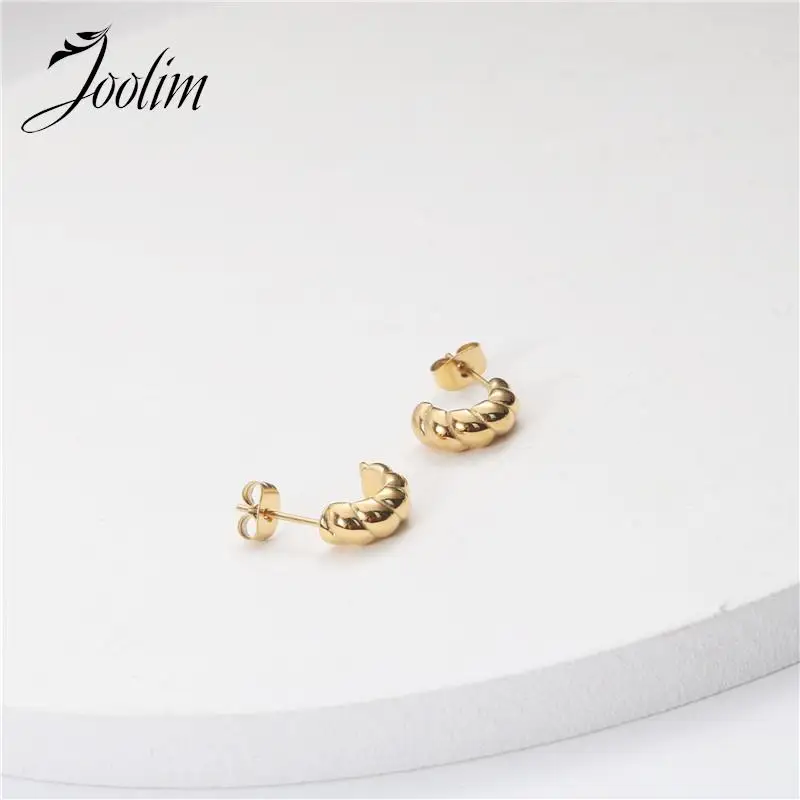 

Joolim Jewelry Waterproof Fashion Mini Twist Hoop Earrings Designer Jewlery For Women Stainless Steel Jewelry Wholesale