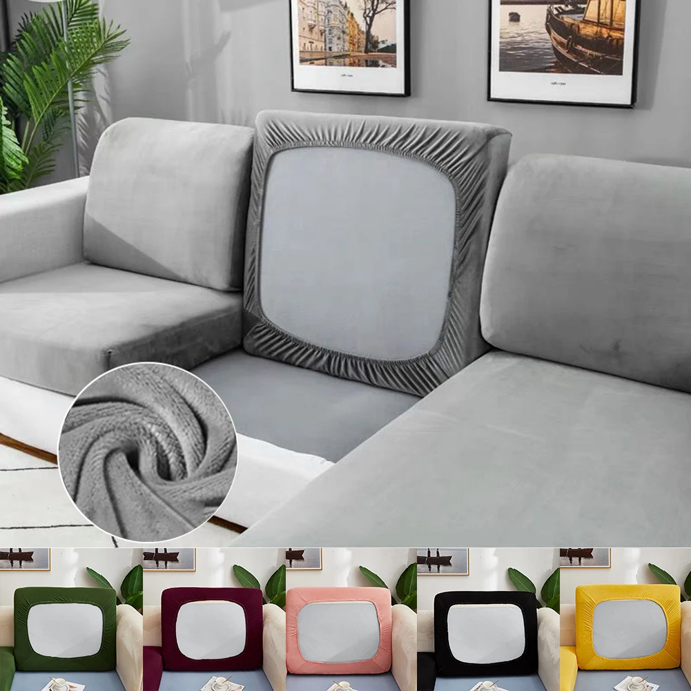 

Sofa Seat Cushion Cover Elastic Velvet Furniture Protector Removable L Shape Corner Armchair Sofa Covers Seater Couch Slipcover