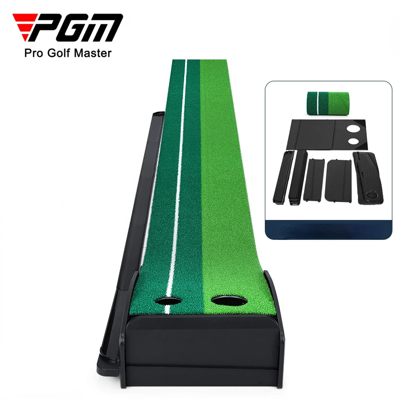 PGM Golf Putting Green Mat Portable Indoor Home Office Golf Putting Practice Exerciser with Return Track Golf Trainer Supplies