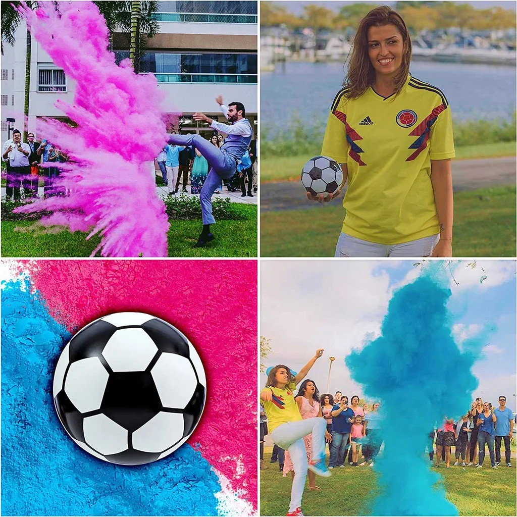 

Gender Reveal Exploding Powder Soccer Ball with Blue Pink Powder Sequins Kit Baby Boys Girls Ultimate Party Decorations Supplies