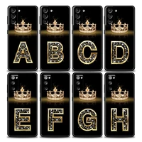 fashion diamond crown letter a m phone case for samsung galaxy s7 s8 s9 s10e s21 s20 fe plus ultra 5g soft silicone