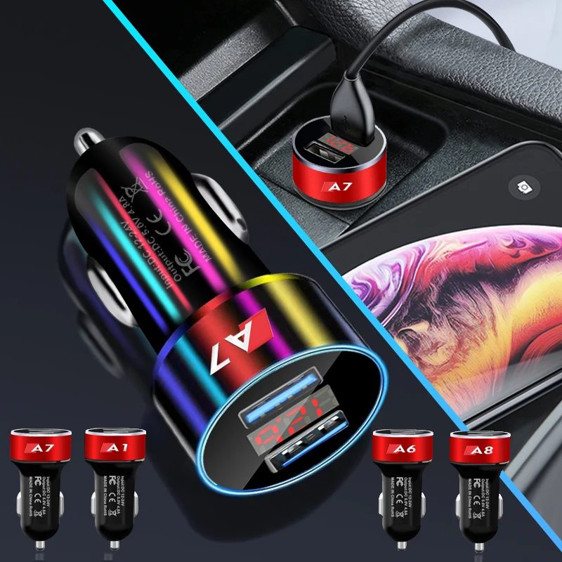 

Car Charger Smart Phone Dual USB Digital Display Voltmeter for Audi A1 A3 A4 A5 A6 A7 A8 Q3 Q5 Q7 S8 S3 S4 S5 TT Car Accessories