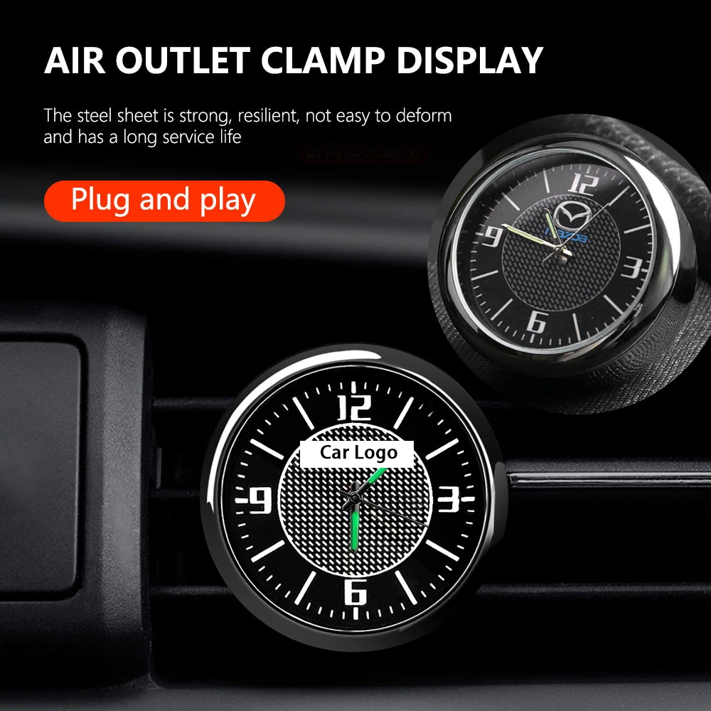 

Car Clock Luminous Clock Car Ornaments Paste Car Time Electronic Table For Mazda