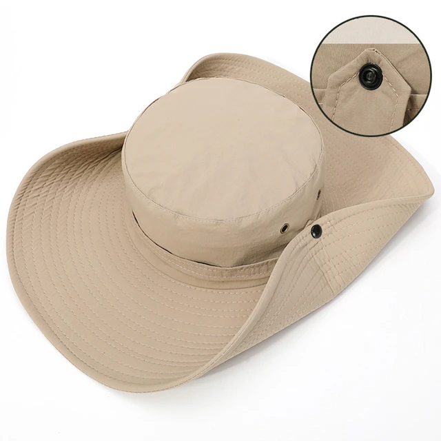 2020 New Fashion Summer Bucket Hat Cowboy Men Outdoor Fishing Hiking Beach Hats Mesh Breathable Anti UV Sun Cap Large Wide Brim 2