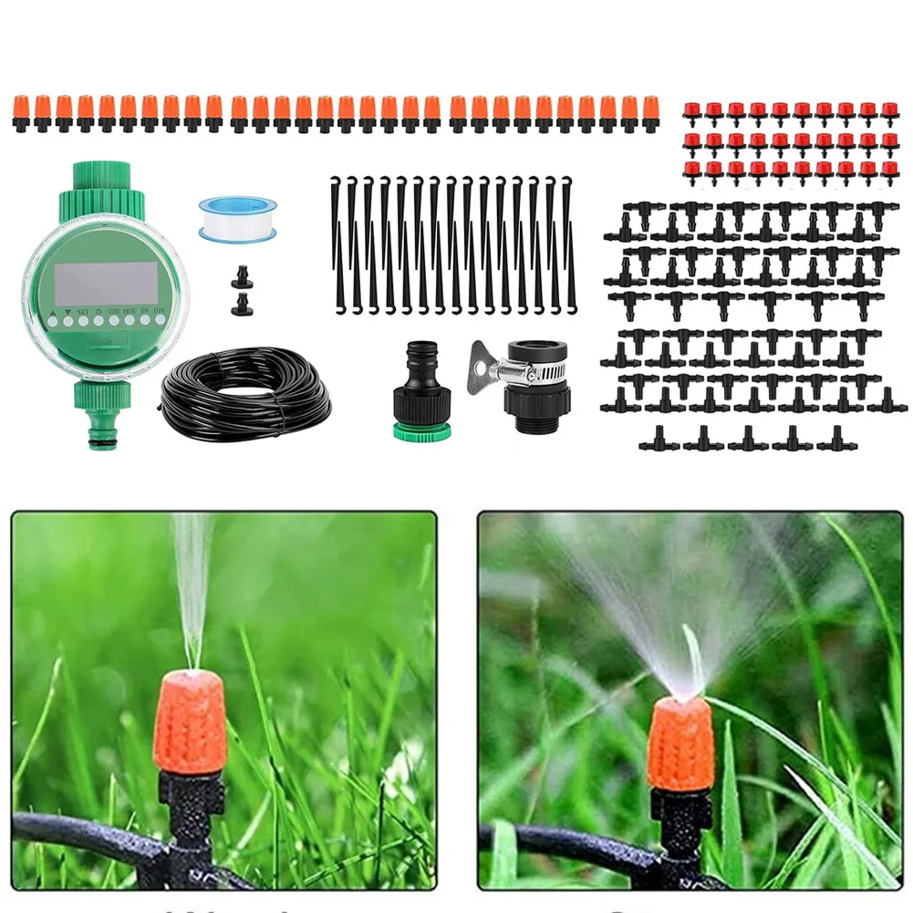 

Garden Watering System Drip Irrigation Kit With Timer 158PCS Garden Irrigation System With Adjustab Drip Watering