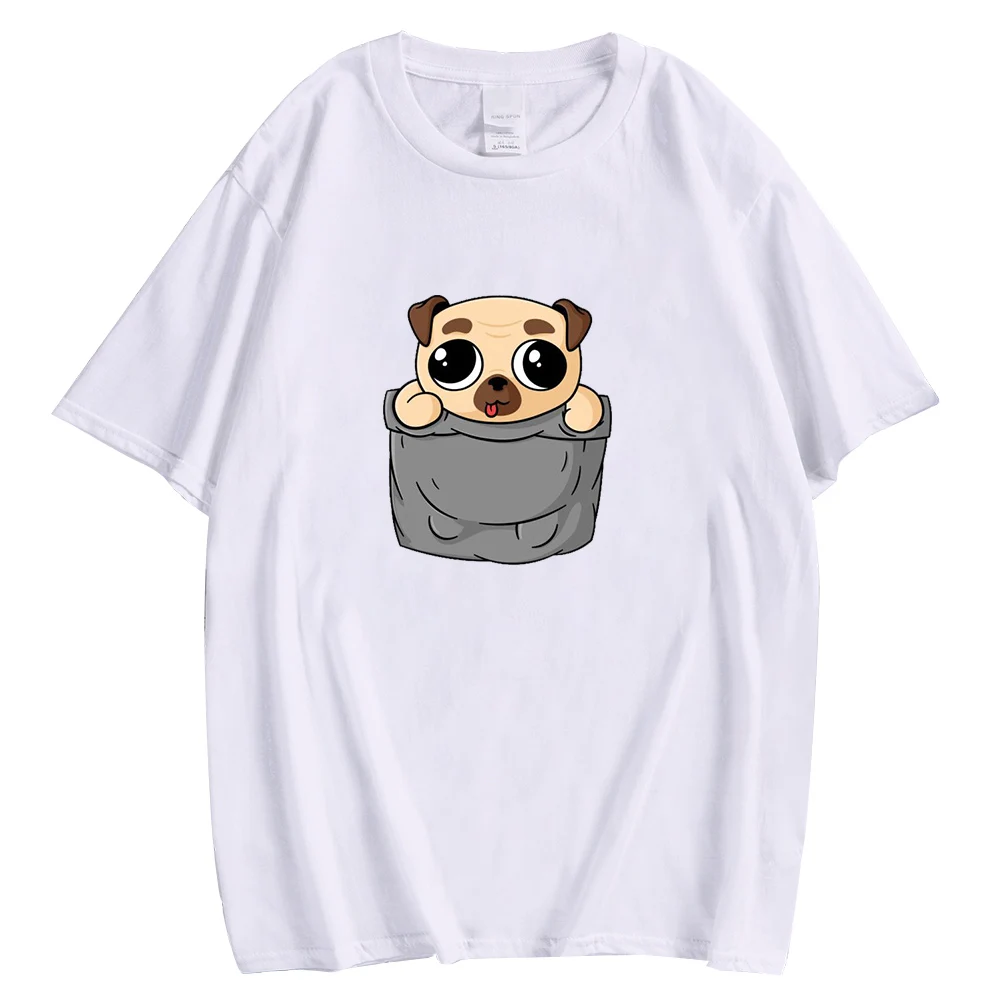 

CLOOCL Funny Woman Tshirts Fashion Brand Cute Animals Pug Pocket Chest Printed Tees Harajuku Graphic Woman Tshirts Dropshipping