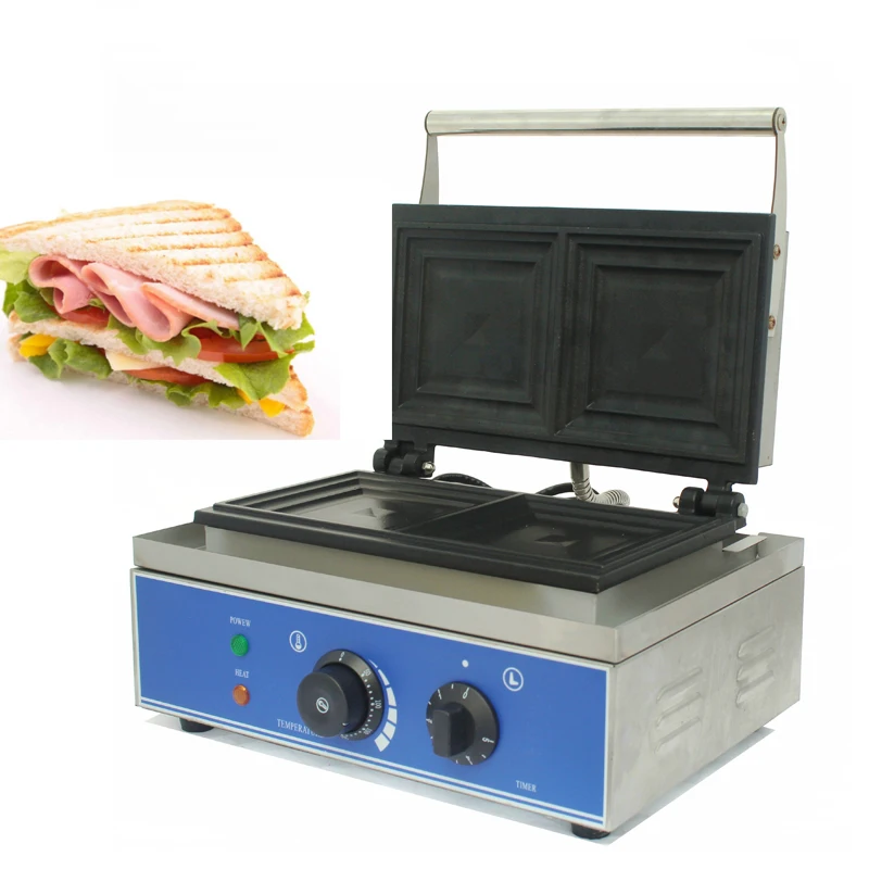 

Single-Head Electric Square Sandwich Toaster Non Stick Breakfast Press Making Machine Commercial Baking Bread Snack Maker