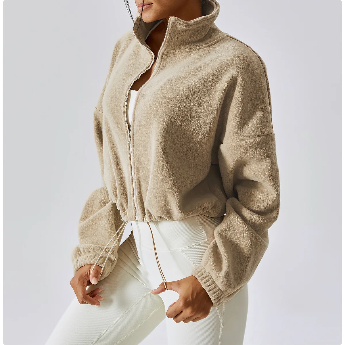 

2023 Outdoor Lamb Fleece Long Sleeve Sports Coat Women Winter Autumn Standing Collar Loose plush Warm Casual Fleece Coat