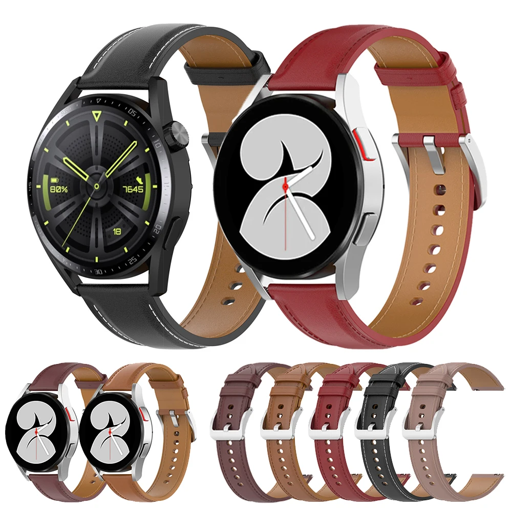 

Ремешок из натуральной кожи для Samsung Galaxy Watch 4/Classic/46 мм/42 мм, браслет для Huawei GT 3/2/2e/Pro/Runner, 20 22 мм