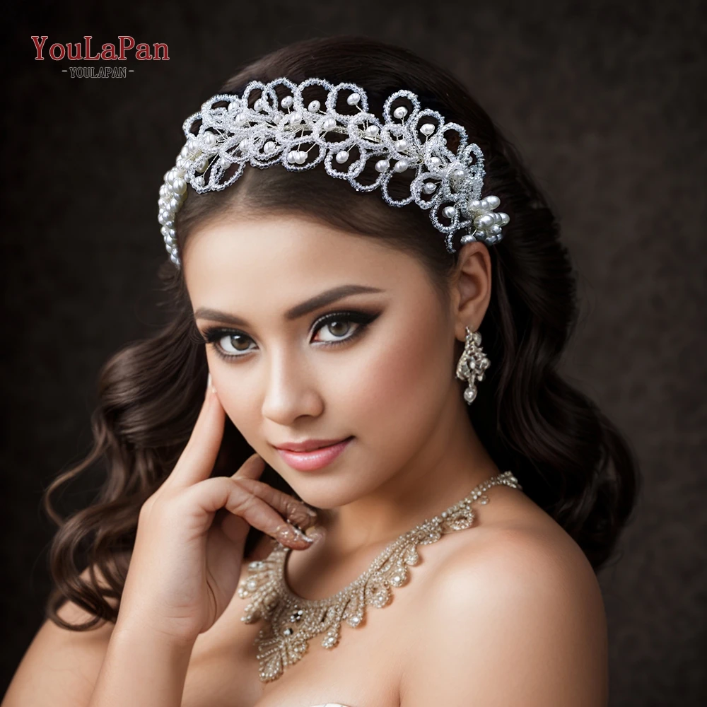 Элегантная повязка на голову YouLaPan с жемчугом для невесты свадебные аксессуары