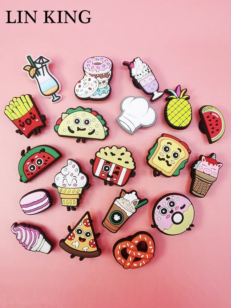 

Kawaii Cartoon Snack Hamburg Shoe Charms PVC Buckle Decor Diy Clog Shoes Accessories Badges For Croc Ornaments jibz Kids Gifts