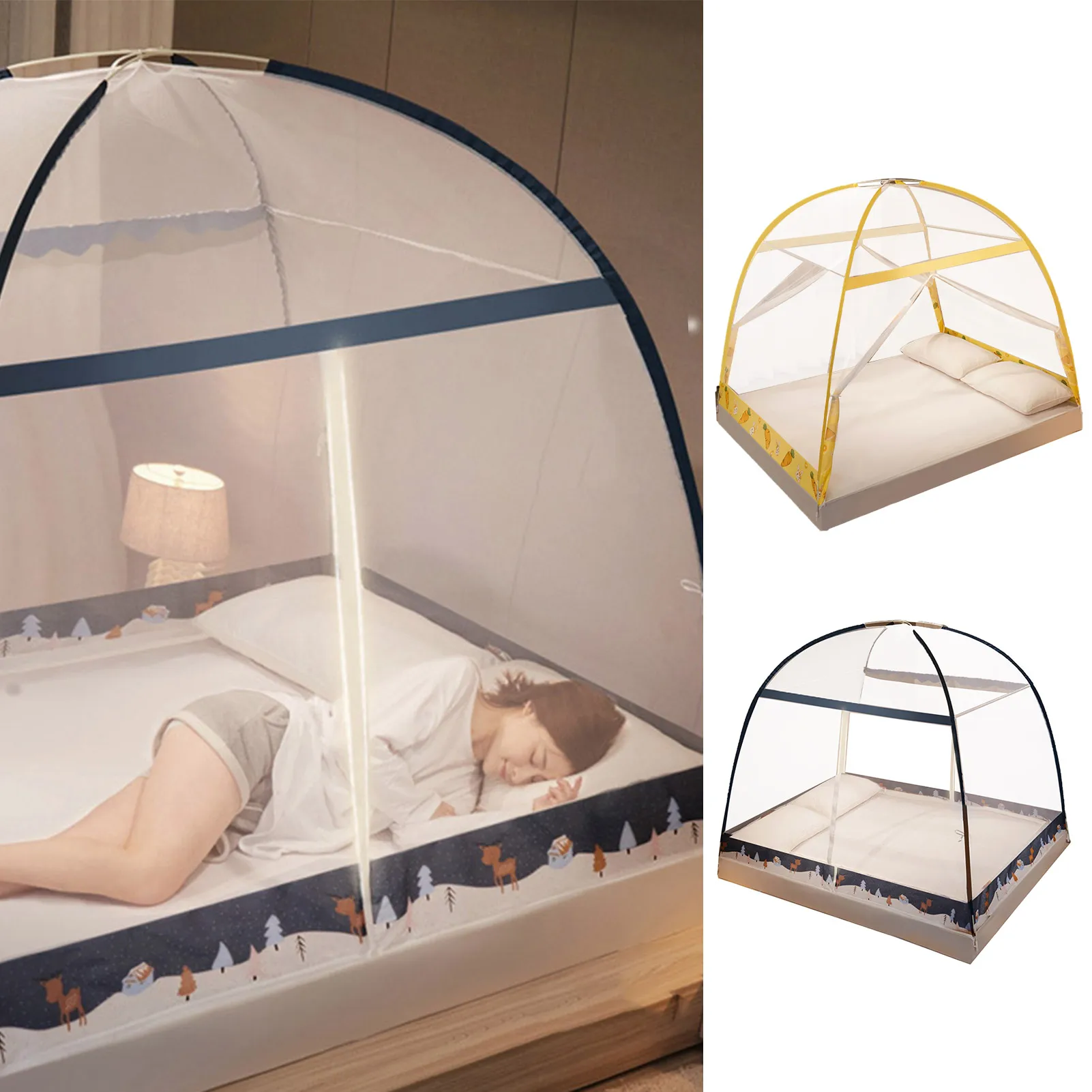 

Pop Up Bed Net Tent Double Door Foldable Bed Canopy Zippered Bed Canopy For Bedroom And Outdoor Trip Easy To Use With 2 Entries