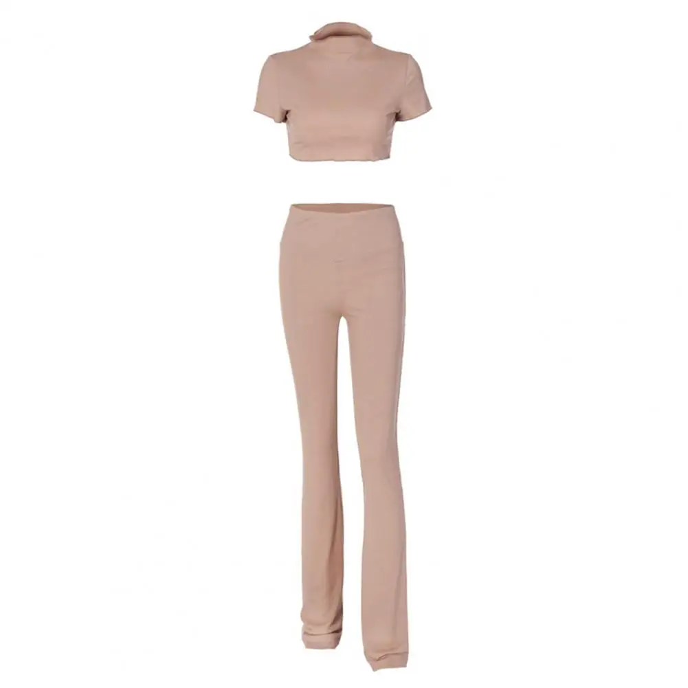 

Trendy Women Crop Top with Long Tights Trousers Lady Outfit Casual High Waist