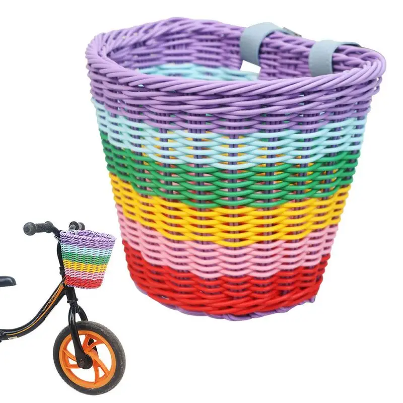 Bike Baskett Colorful Bike Basket Waterproof Retro Country Style Detachable Storage Bicycle Basket For Beach Cruiser Bike