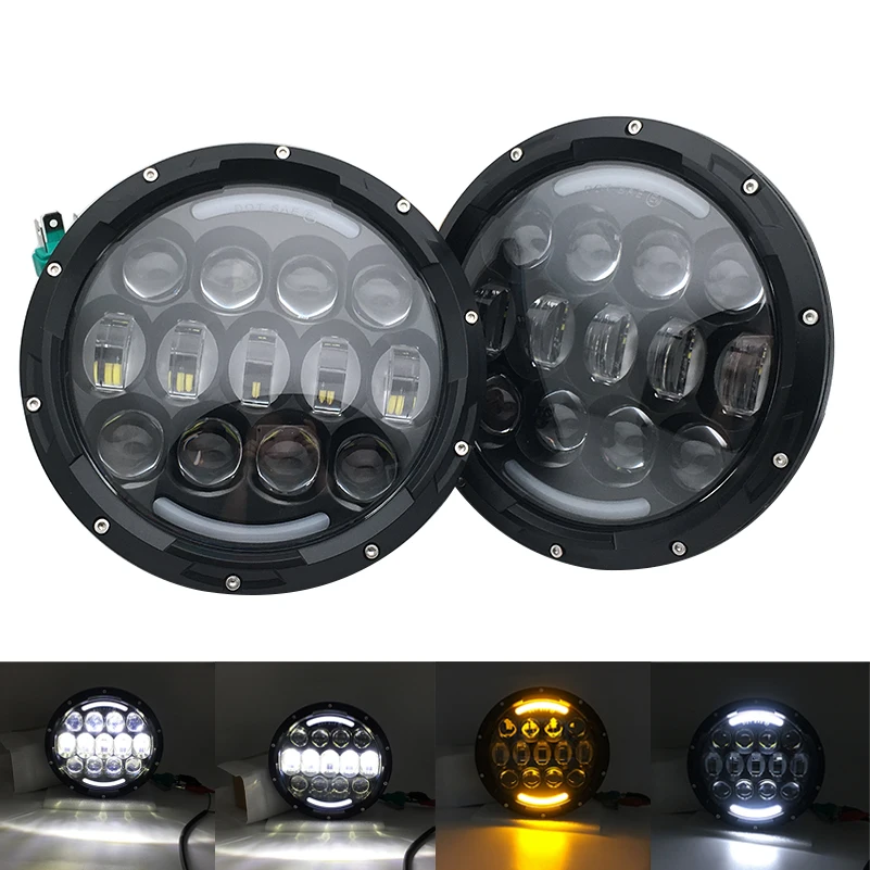 

For Lada Niva 4x4 7" 105W Round Led Headlight High Low Beam Angel Eyes For Jeep Wrangler OffRoad 4x4 Suzuki Samurai Toyota.