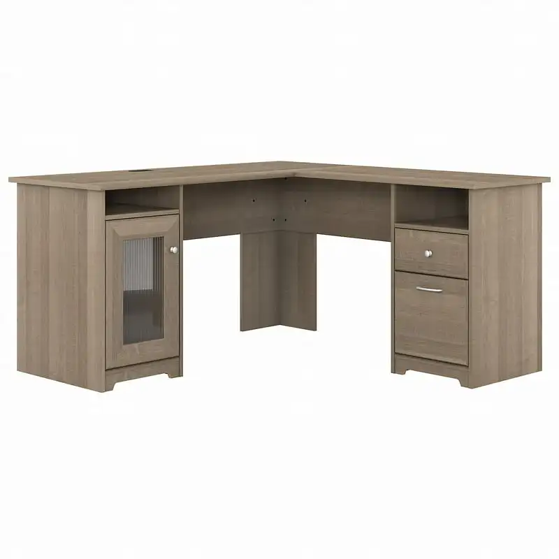 

60W L Desk with File Drawer, Box Drawer and Storage Cabinet in Ash Gray