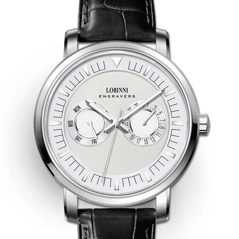 

Switzerland LOBINNI Luxury Brand Sapphire Waterproof Luminous Hands Japan MIYOTA Quartz Men's Watches Dual Calendar Clocks L3607