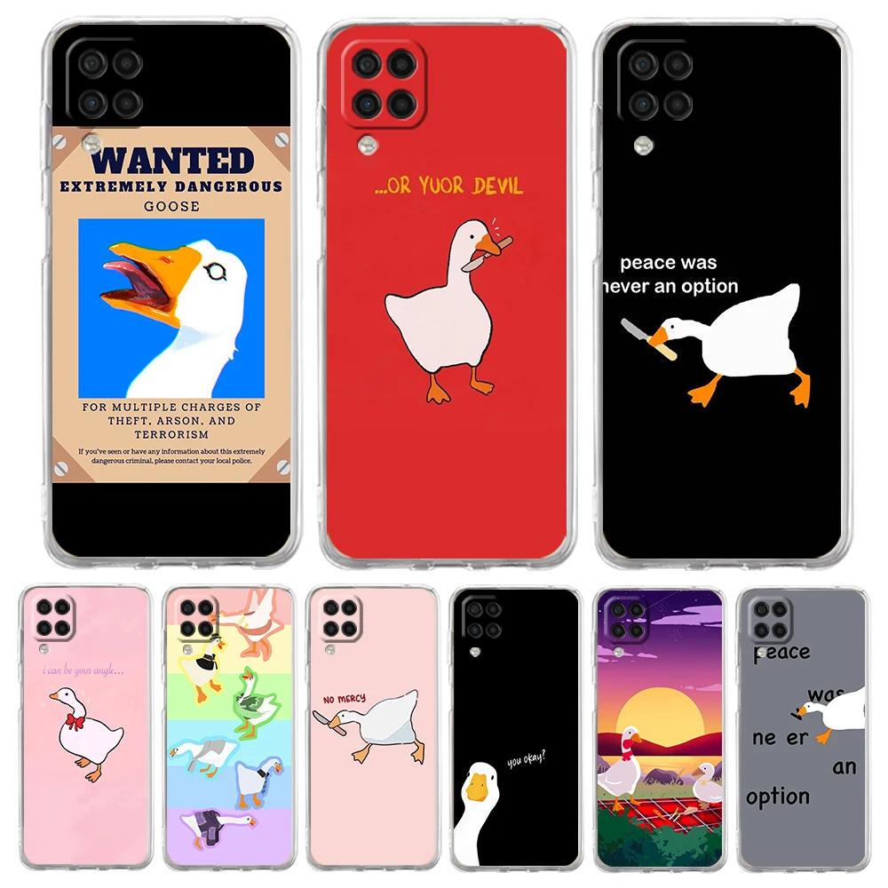 

Cartoon Goose Game Phone Case Cover for Samsung Galaxy A13 A32 A52 A72 A11 A21S A41 A51 A71 Transparent Bag Shockproof TPU Shell