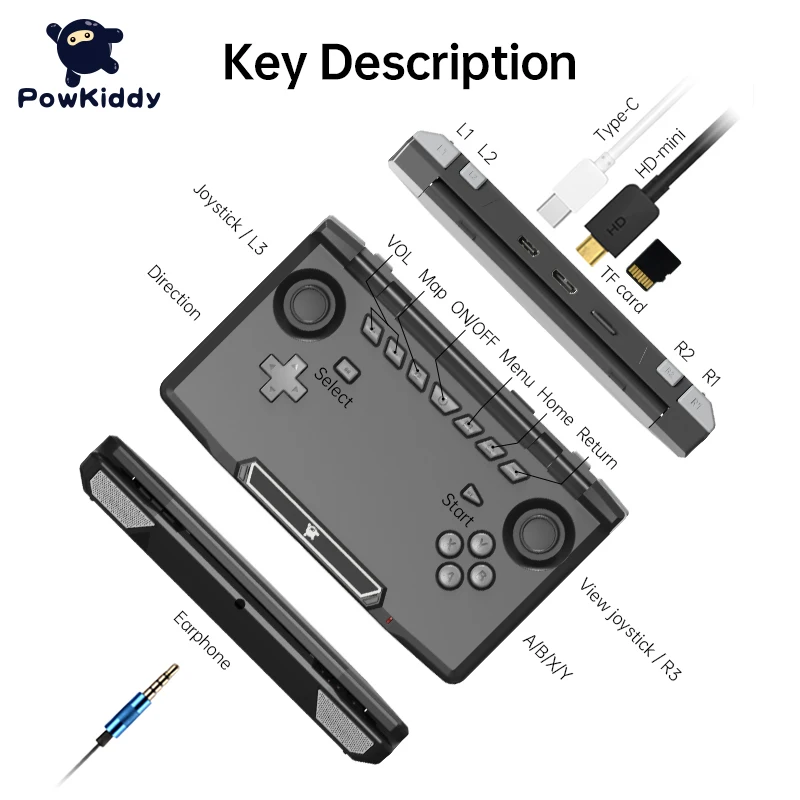 POWKIDDY X18S 5.5 Inch IPS Screen Black Version Android 11 L3+R3 Function Retro Games Handheld Game Console images - 6