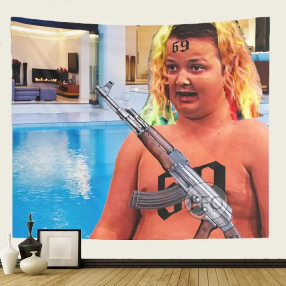 

Kawaii Gibby Лесбийский флаг настенный гобелен, забавный мем, гобелен, эстетический декор комнаты, художественный постер, украшение спальни вече...